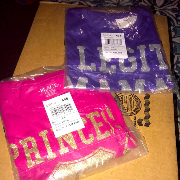 NWT- Lot of 2 Girls Shirts- Size 10/12-Pink&Purple